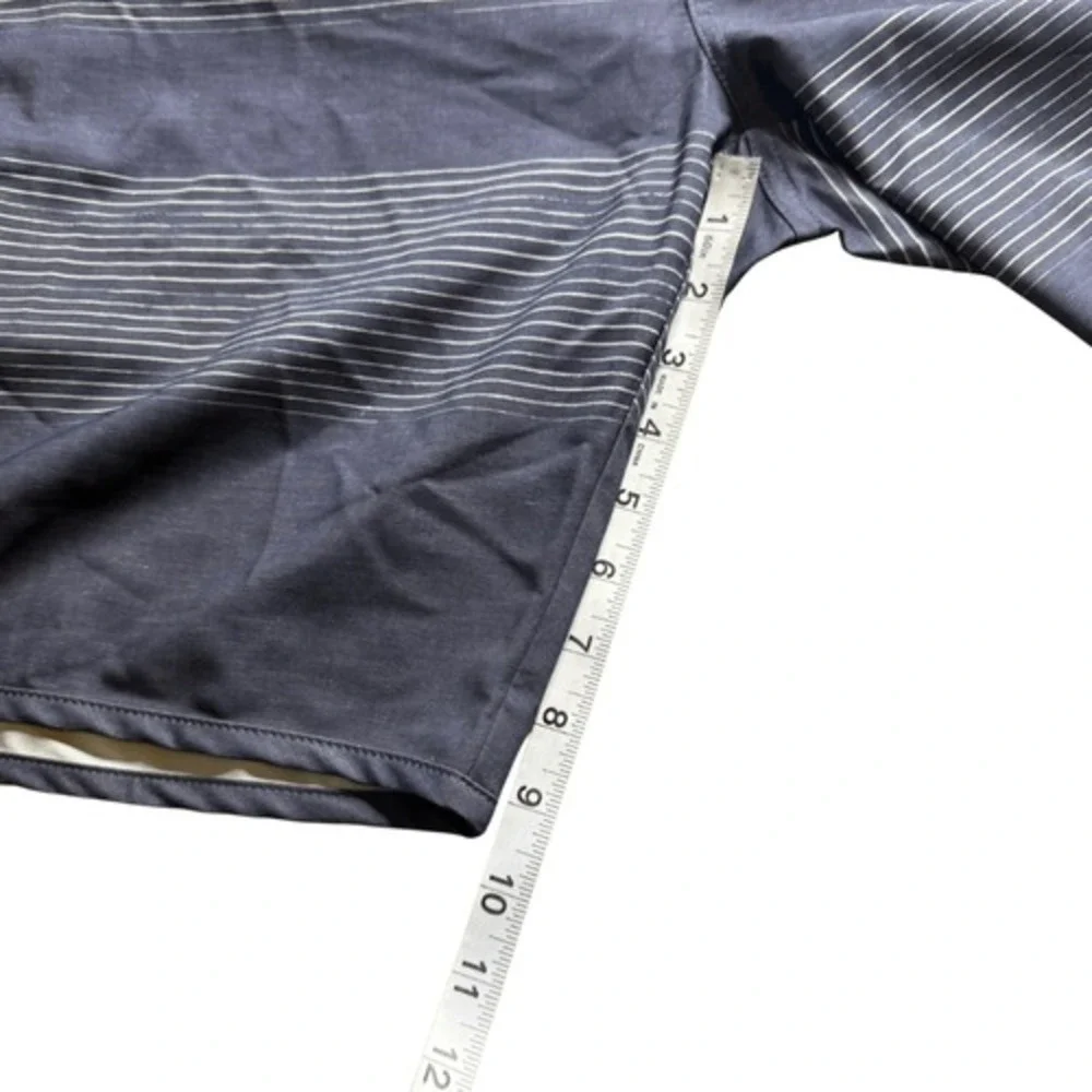 Travis Mathew Men's Check Mate Striped Stretch Swim Board Shorts Navy Blue Sz 38